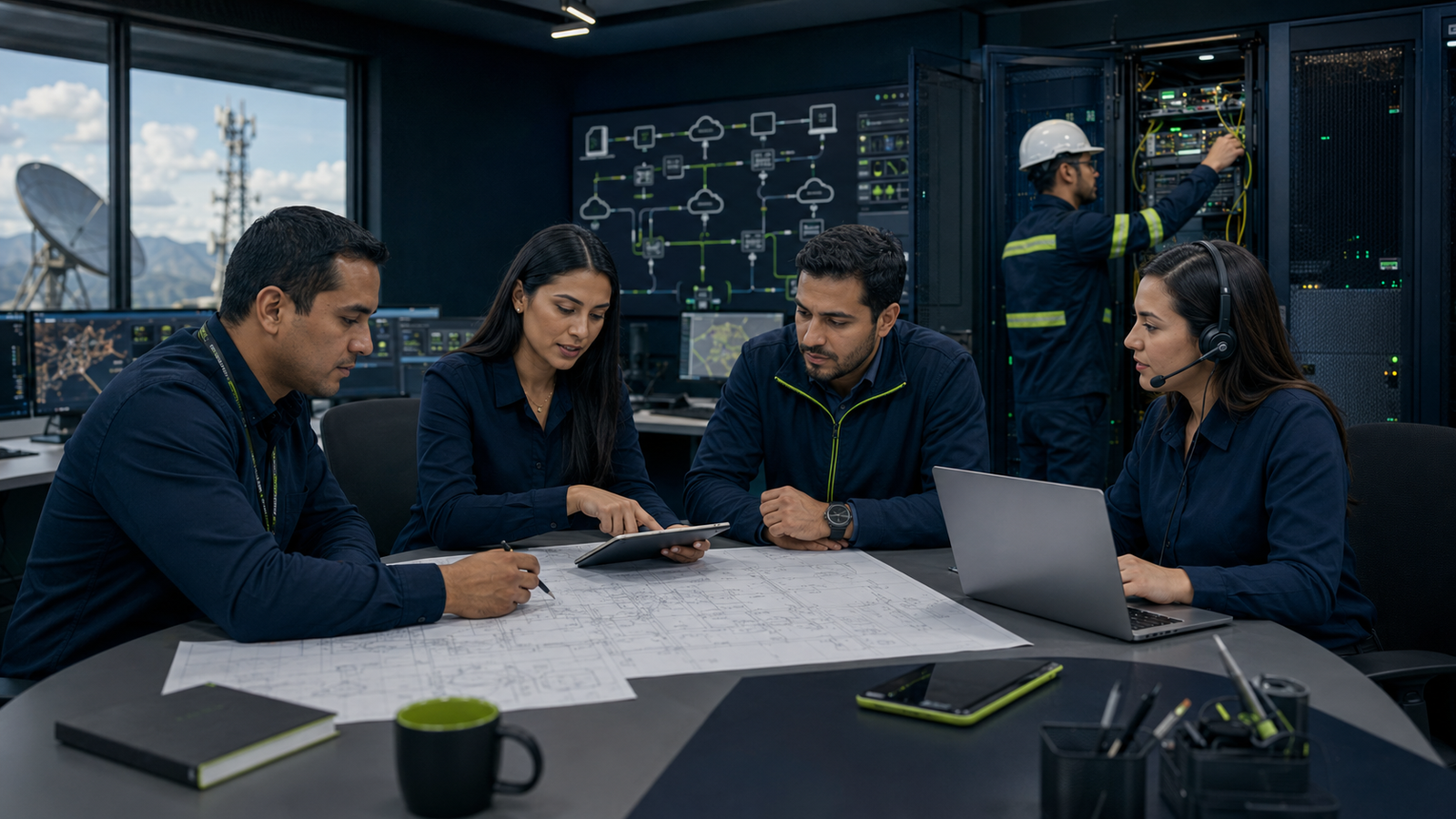 Equipo ECOMIL planeando una solución tecnológica