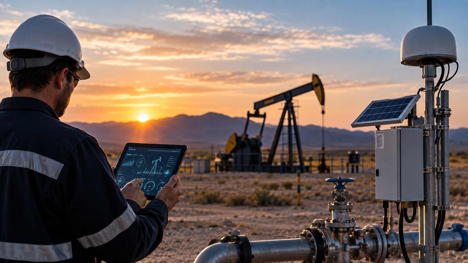 Satellite telemetry and SCADA monitoring operation in a remote field